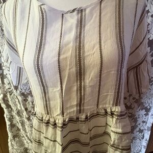 PAPER CRANE. NWT. Striped Women's Top in Cream and Brown